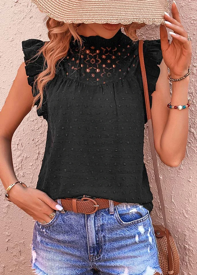 Black Patchwork Short Sleeve High Neck T Shirt 5 Black Patchwork Short Sleeve High Neck T Shirt - Image 3