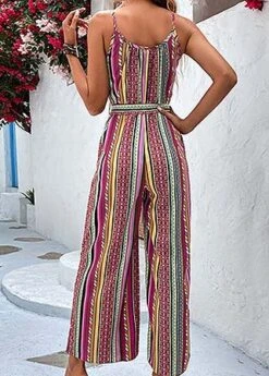 Multi Color Tie Striped Ankle Length Belted Jumpsuit 7 Multi Color Tie Striped Ankle Length Belted Jumpsuit -Modlily Shop 327287 P 1677476718903