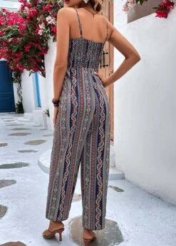 Multi Color Tie Tribal Print Ankle Length Jumpsuit -Modlily Shop 327288 P 1677476733959