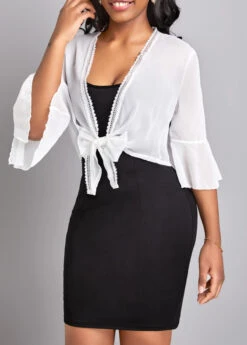 White Lace Three Quarter Length Sleeve Coat -Modlily Shop 327363 P 16794471998652