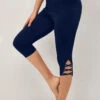 Navy Mid Waisted Capri Elastic Waist Leggings 1 Navy Mid Waisted Capri Elastic Waist Leggings -Modlily Shop 327384 P 1696754977881