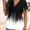 Black Lace Ombre Short Sleeve T Shirt -Modlily Shop 327578 P 16801772916030