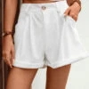 White Pocket Button Fly High Waisted Shorts 2 White Pocket Button Fly High Waisted Shorts -Modlily Shop 327598 P 16792880128560