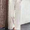 White Pocket Drawastring High Waisted Pants -Modlily Shop 327603 P 16824778023000