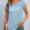 Light Blue Smocked Short Sleeve T Shirt -Modlily Shop 327607 P 16798866986760