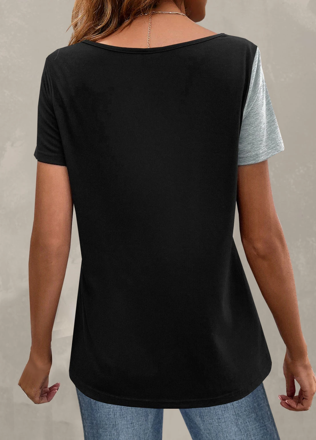 Light Grey Marl Button Short Sleeve T Shirt 4 Light Grey Marl Button Short Sleeve T Shirt - Image 2