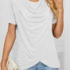 White Cross Hem Short Sleeve T Shirt -Modlily Shop 327908 P 1677466621327