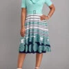 Cyan Frill Striped Belted Short Sleeve Dress -Modlily Shop 327948 P 16813625078950