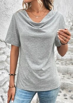 Light Grey Marl Short Sleeve T Shirt -Modlily Shop 327986 P 16801515685263