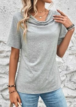 Light Grey Marl Short Sleeve T Shirt -Modlily Shop 327986 P 16801515687962