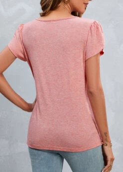 Pink Cut Out Short Sleeve T Shirt -Modlily Shop 328078 P 16795494480181