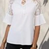 White Patchwork Half Sleeve Round Neck T Shirt 2 White Patchwork Half Sleeve Round Neck T Shirt -Modlily Shop 328105 P 1677637610186