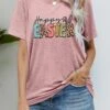 Letter Print Short Sleeve Easter T Shirt -Modlily Shop 328186 P 1678181286321