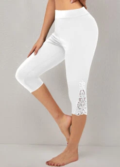 Plus Size White High Waisted Capri Leggings 11 Plus Size White High Waisted Capri Leggings -Modlily Shop 328393 P 1696754737003