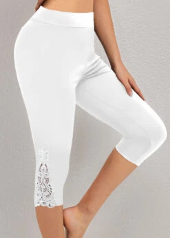 Plus Size White High Waisted Capri Leggings 13 Plus Size White High Waisted Capri Leggings -Modlily Shop 328393 P 1696754738242