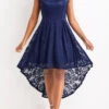 Navy Lace High Low Sleeveless Scoop Neck Dress -Modlily Shop 328734 P 16790469369860