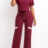 Dark Reddish Purple Patchwork Top And Pants -Modlily Shop 328793 P 16796502585290