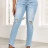 Light Blue Pocket Skinny Button Fly Jeans -Modlily Shop 328862 P 16798805259380
