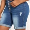 Denim Blue Pocket Skinny Button Fly Shorts 2 Denim Blue Pocket Skinny Button Fly Shorts -Modlily Shop 328867 P 16798805138460