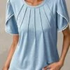 Light Blue Patchwork Short Sleeve T Shirt 2 Light Blue Patchwork Short Sleeve T Shirt -Modlily Shop 328950 P 1678347946078