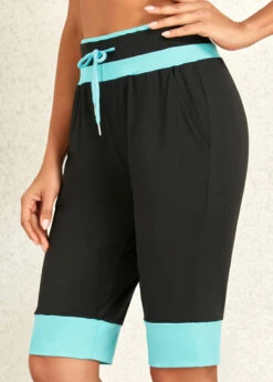 Black Pocket Drawastring High Waisted Shorts -Modlily Shop 329106 P 1678670899990