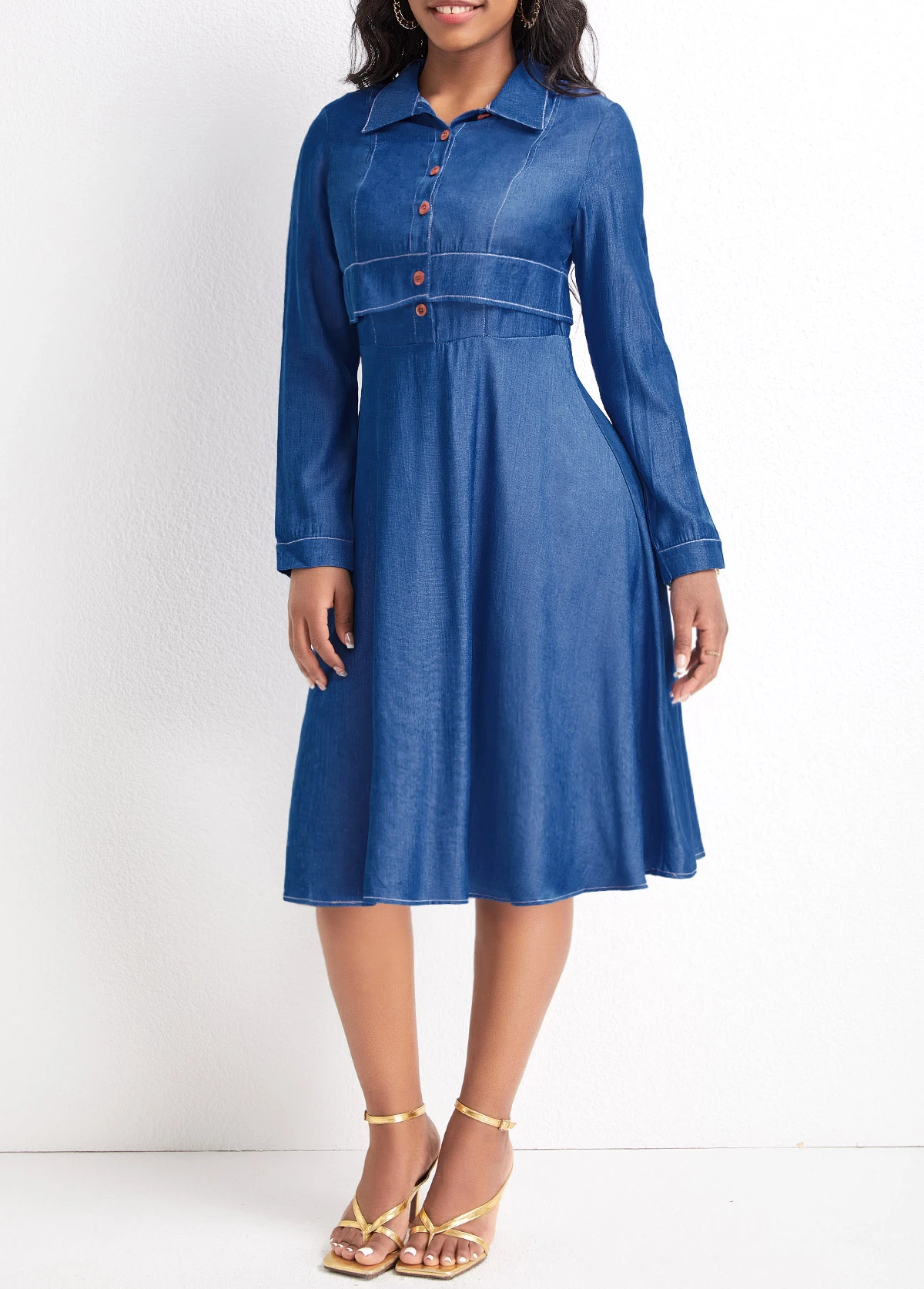 Denim Blue Two Piece Long Sleeve Dress And Cardigan 5 Denim Blue Two Piece Long Sleeve Dress And Cardigan - Image 3