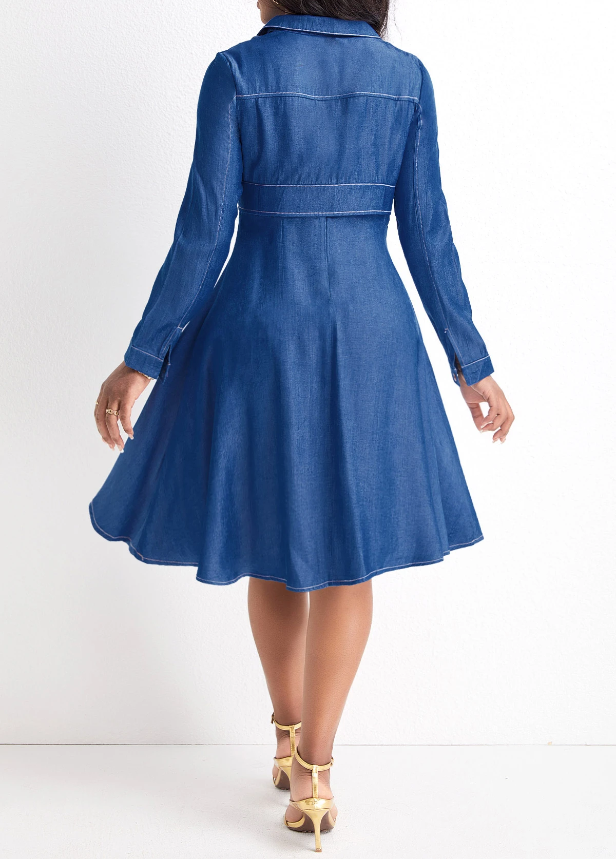 Denim Blue Two Piece Long Sleeve Dress And Cardigan 4 Denim Blue Two Piece Long Sleeve Dress And Cardigan - Image 2