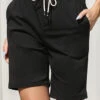 Black Pocket Regular Drawastring High Waisted Shorts -Modlily Shop 329146 P 1678689514677