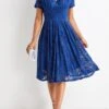 Navy Lace Short Sleeve V Neck Dress 2 Navy Lace Short Sleeve V Neck Dress -Modlily Shop 329162 P 16800688453572