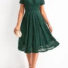 Blackish Green Lace Short Sleeve V Neck Dress -Modlily Shop 329163 P 16797398736970