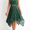 Blackish Green Lace High Low Sleeveless Dress 1 Blackish Green Lace High Low Sleeveless Dress -Modlily Shop 329167 P 16799989147760