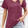 Wine Red Layered Short Sleeve T Shirt -Modlily Shop 329384 P 1678858053854