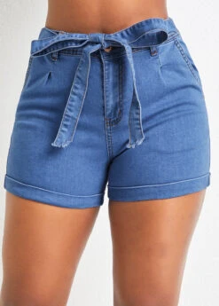 Skinny Pocket Zipper Fly Denim Shorts -Modlily Shop 329389 P 16801776245500