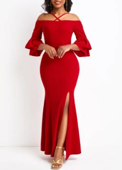 Red Criss Cross Bodycon Maxi Dress 11 Red Criss Cross Bodycon Maxi Dress -Modlily Shop 329483 P 16802625168134