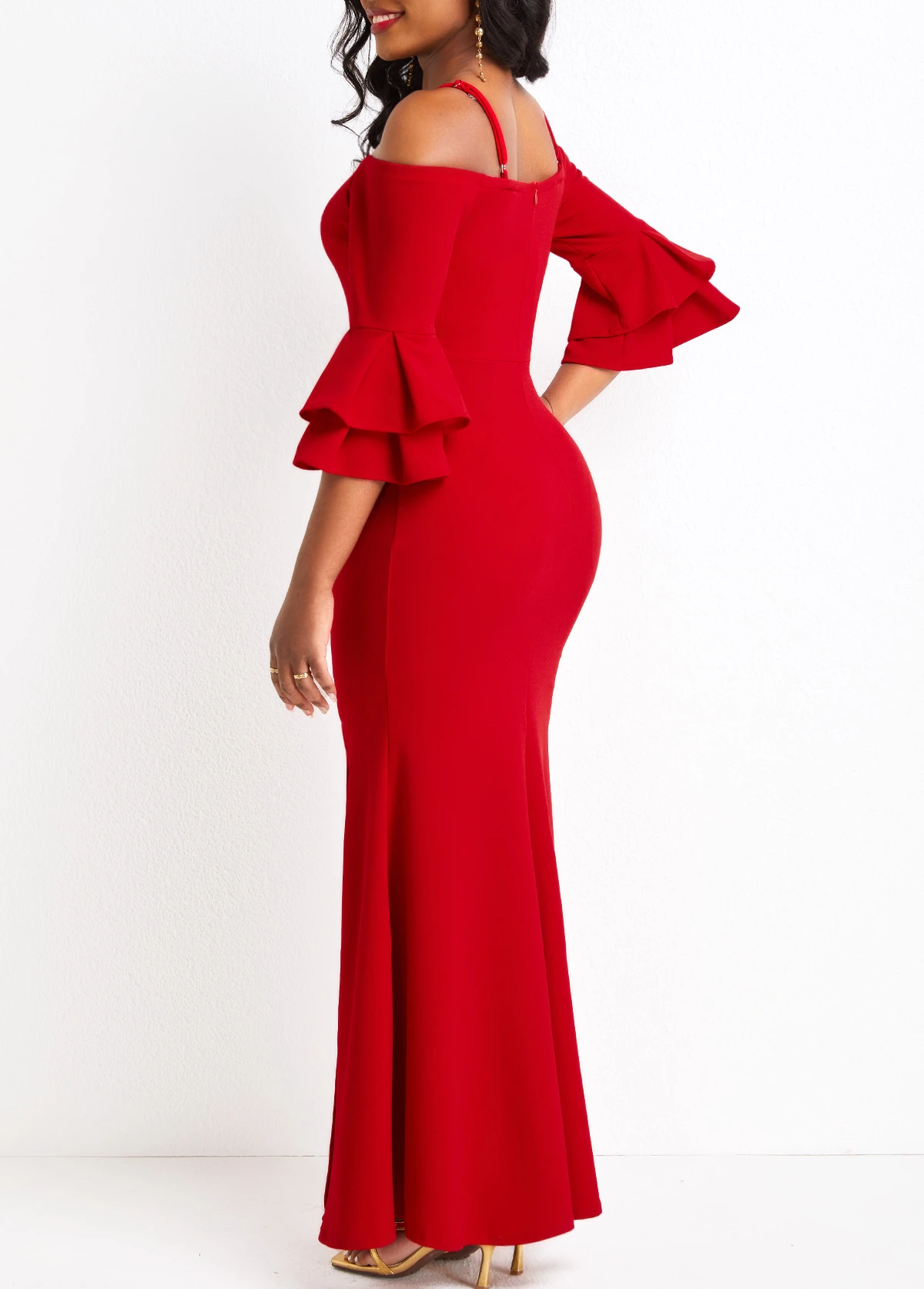 Red Criss Cross Bodycon Maxi Dress 4 Red Criss Cross Bodycon Maxi Dress - Image 2