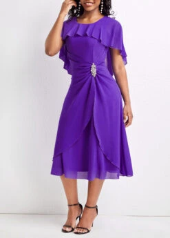 Purple Lightweigh A Line Short Sleeve Dress -Modlily Shop 329518 P 16792792506072