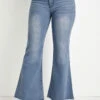 Denim Blue Pocket Flare Leg Zipper Fly Jeans -Modlily Shop 329573 P 16808514029090