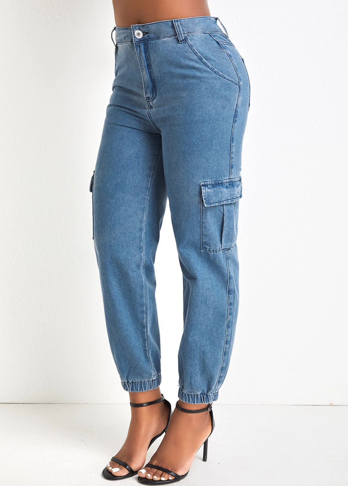 Denim Blue Pocket Jogger Zipper Fly Pants 4 Denim Blue Pocket Jogger Zipper Fly Pants - Image 3