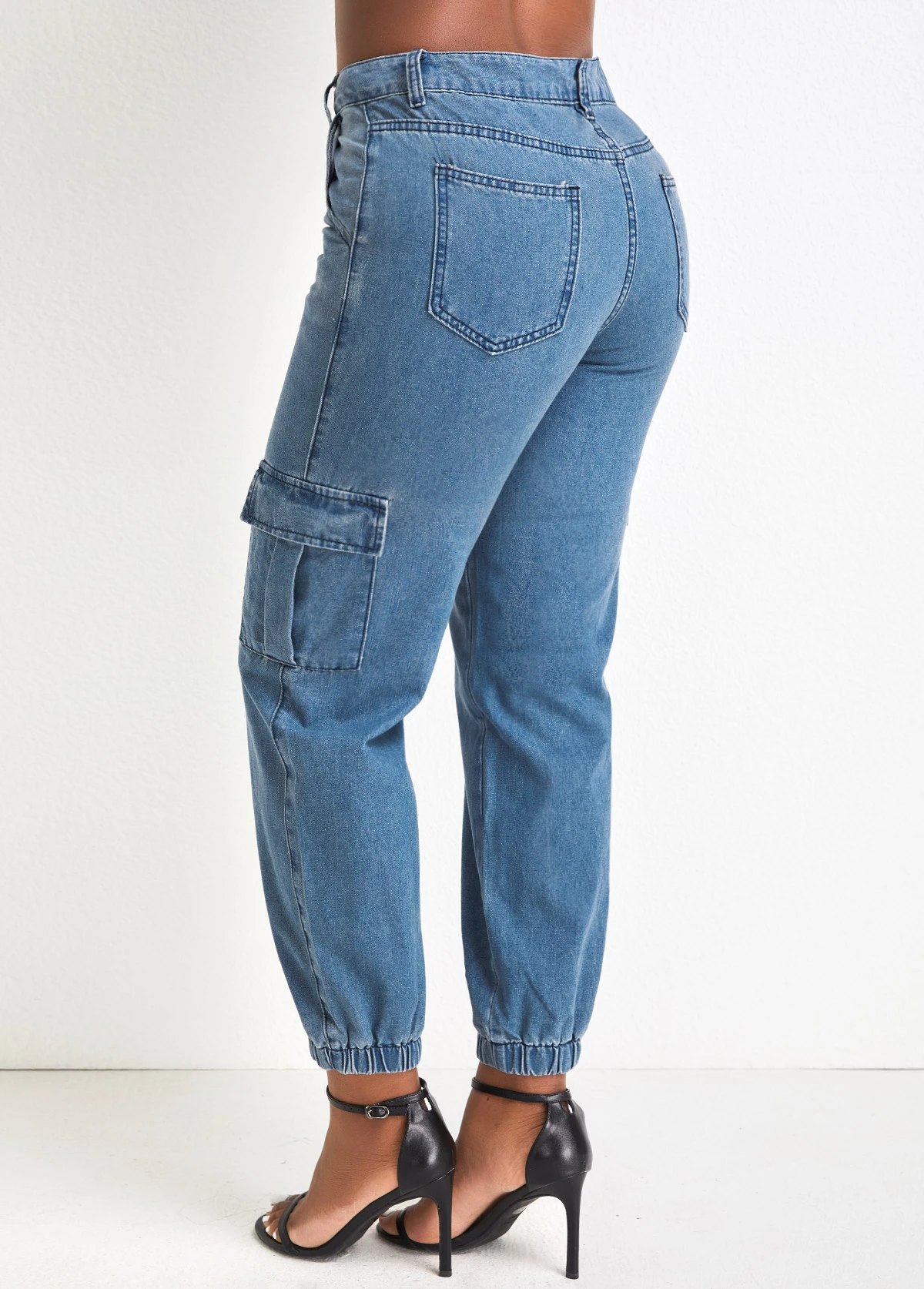 Denim Blue Pocket Jogger Zipper Fly Pants 3 Denim Blue Pocket Jogger Zipper Fly Pants - Image 2