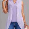 Light Purple Cut Out Sleeveless T Shirt -Modlily Shop 329652 P 16824236692750
