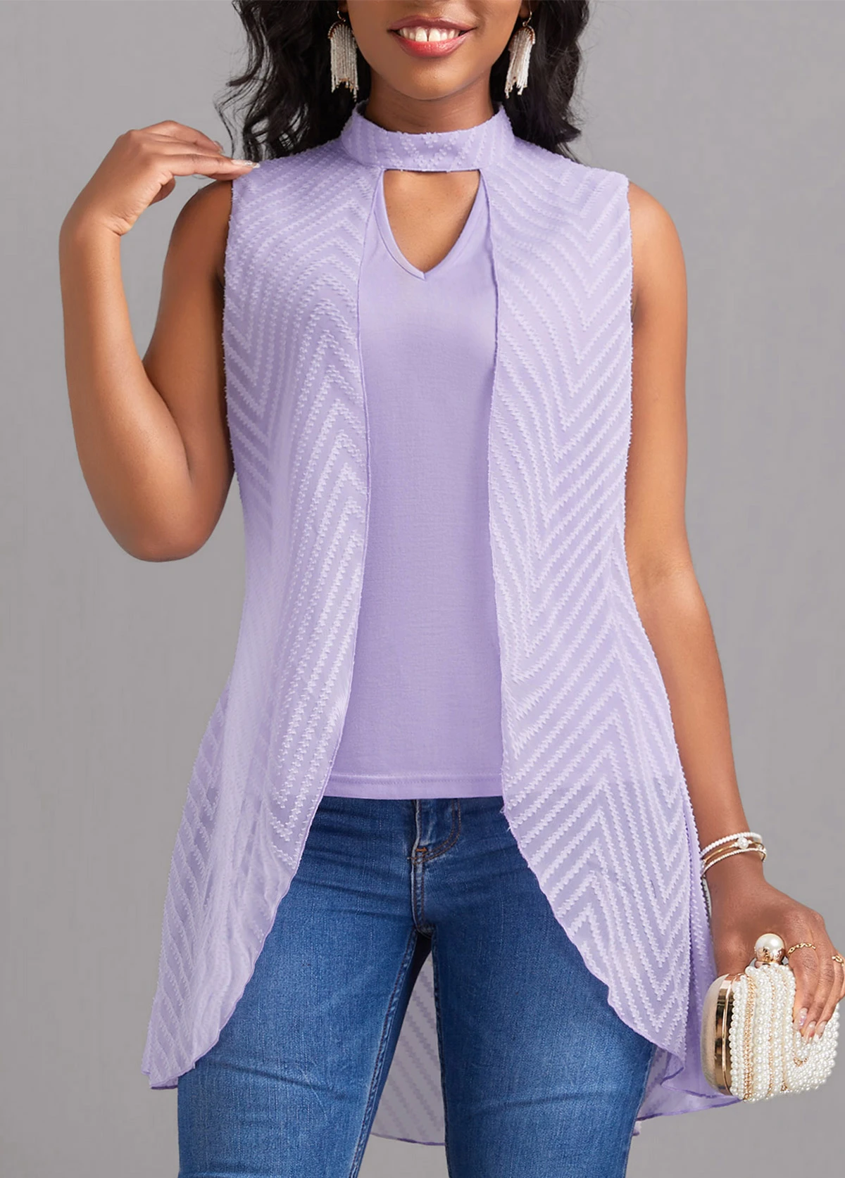 Light Purple Cut Out Sleeveless T Shirt 3 Light Purple Cut Out Sleeveless T Shirt
