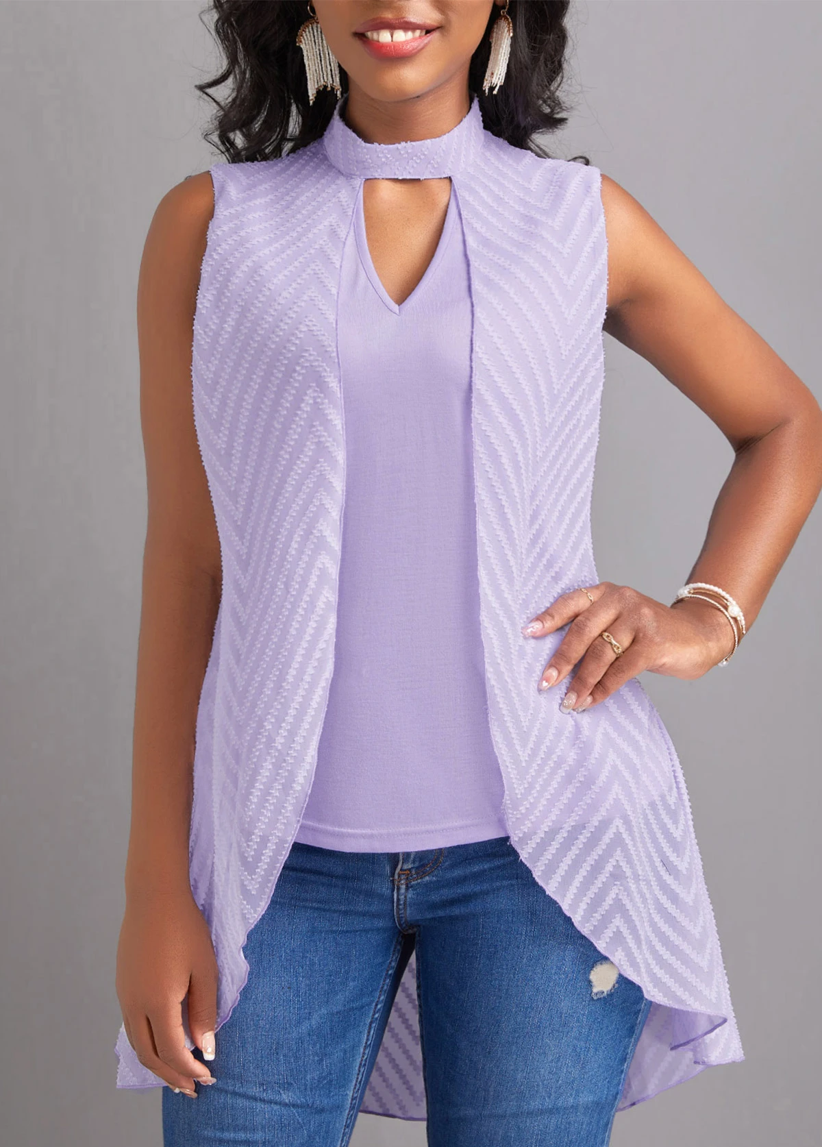 Light Purple Cut Out Sleeveless T Shirt 6 Light Purple Cut Out Sleeveless T Shirt - Image 4