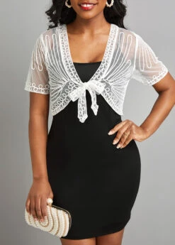 White Mesh Short Sleeve V Neck Coat 9 White Mesh Short Sleeve V Neck Coat -Modlily Shop 329703 P 16809340034833