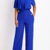 Royal Blue Smocked Long Short Sleeve Jumpsuit -Modlily Shop 329709 P 16806042159450