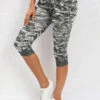 Sage Green Camouflage Print Mid Waisted Capri Leggings 2 Sage Green Camouflage Print Mid Waisted Capri Leggings -Modlily Shop 329742 P 16817131427302