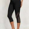 Black Mid Waisted Capri Elastic Waist Leggings -Modlily Shop 329746 P 16795374919520