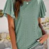Green Ruffle Short Sleeve Round Neck T Shirt 2 Green Ruffle Short Sleeve Round Neck T Shirt -Modlily Shop 329804 P 1679378020326
