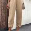 Light Camel Pocket Elastic Waist High Waisted Pants -Modlily Shop 329825 P 16824776758500