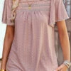 Dusty Pink Lace Patchwork Short Sleeve T Shirt 1 Dusty Pink Lace Patchwork Short Sleeve T Shirt -Modlily Shop 329958 P 1679475205806