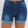 Navy Pocket Regular Button Fly Mid Waisted Shorts 2 Navy Pocket Regular Button Fly Mid Waisted Shorts -Modlily Shop 329999 P 16817133176740